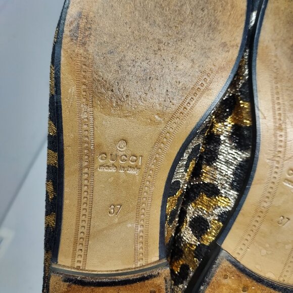 Gucci Jordaan Gold Black Leopard Horsebit Loafer Shoe - Picture 6 of 11